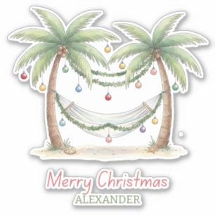Coastal Christmas Palm Trees With Hammock Sticker