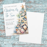 Coastal Christmas Party Invitation<br><div class="desc">Invite guests to your Christmas By The Sea celebration with this festive and beachy invitation, designed with a relaxed tropical vibe. The layout features a mix of blue and black fonts on the top left, combining script calligraphy with clean serif typography for a cheerful and modern look. On the bottom...</div>