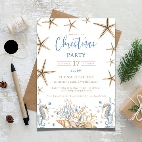 Coastal Christmas Party Invitation