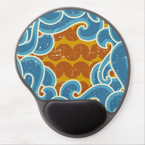 Coastal Christmas Pattern Retro Sun Sea  Waves  Gel Mouse Pad