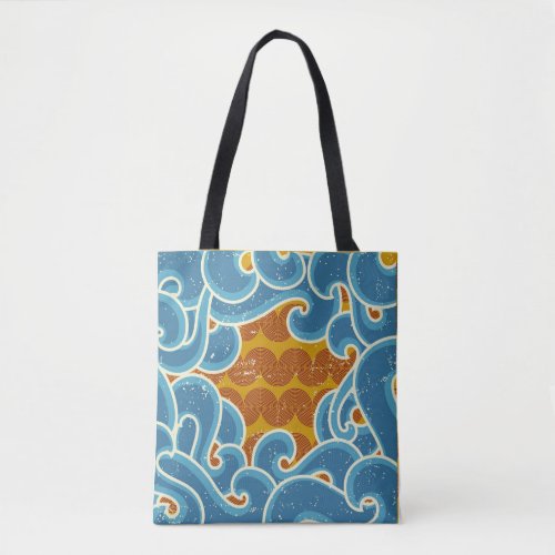 Coastal Christmas Pattern Retro Sun Sea  Waves   Tote Bag