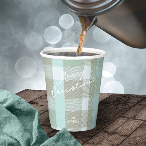 Coastal Christmas Plaid Pattern2 ID1009 Paper Cups