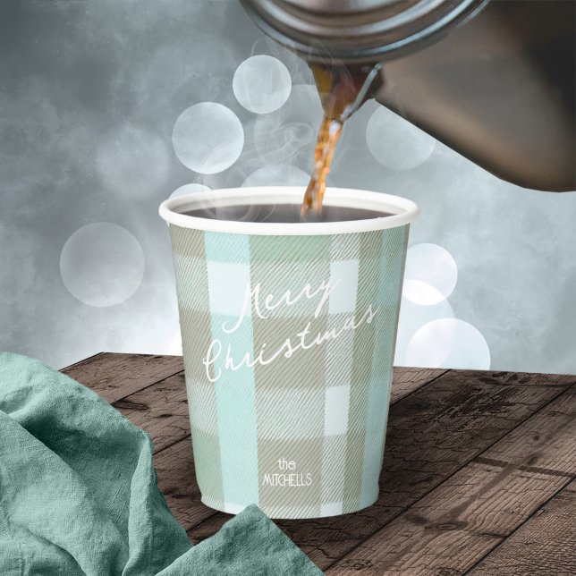 Coastal Christmas Plaid Pattern#2 ID1009 Paper Cups (Creator Uploaded)