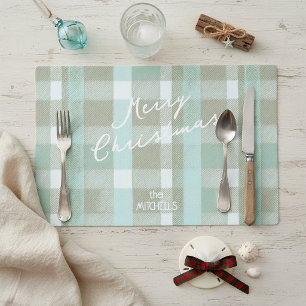 Coastal Christmas Plaid Pattern#2 ID1009 Placemat