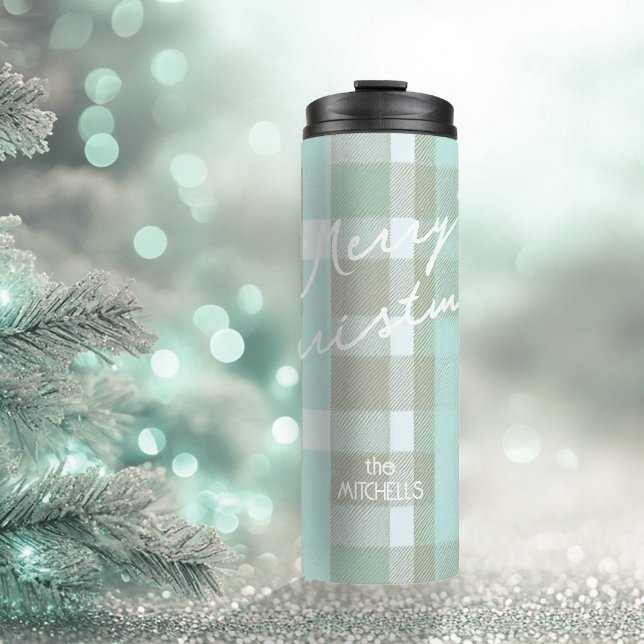 Coastal Christmas Plaid Pattern#2 ID1009 Thermal Tumbler (Creator Uploaded)