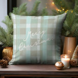 Coastal Christmas Plaid Pattern#2 ID1009 Throw Pillow<br><div class="desc">Capture the serene beauty of the coast with this charming tartan pattern in soothing shades of teal, white, and beige. The soft color palette adds a fun and beachy feeling to this throw pillow design, perfect for bringing a touch of coastal elegance to your holiday decor. Personalize the design with...</div>