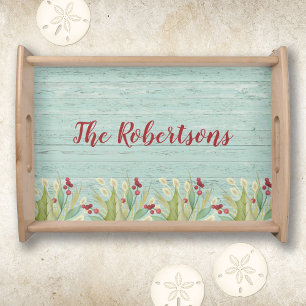 Coastal Christmas Rustic Beach Serving Tray