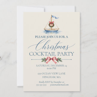 Coastal Christmas Sailboat Invitation