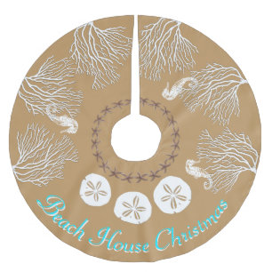 Coastal Christmas Sea Coral Personalized Brushed Polyester Tree Skirt