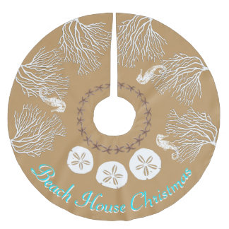 Coastal Christmas Sea Coral Personalized Brushed Polyester Tree Skirt