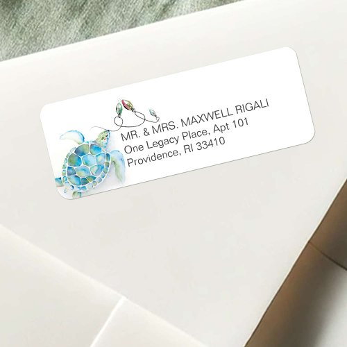 Coastal Christmas Sea Turtle Address Labels