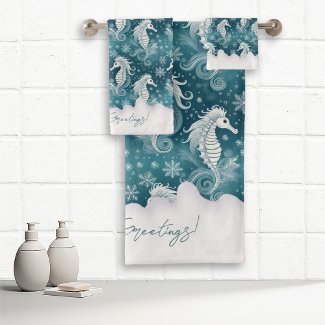 Coastal Christmas Seahorse & Snowflakes #13 ID1009