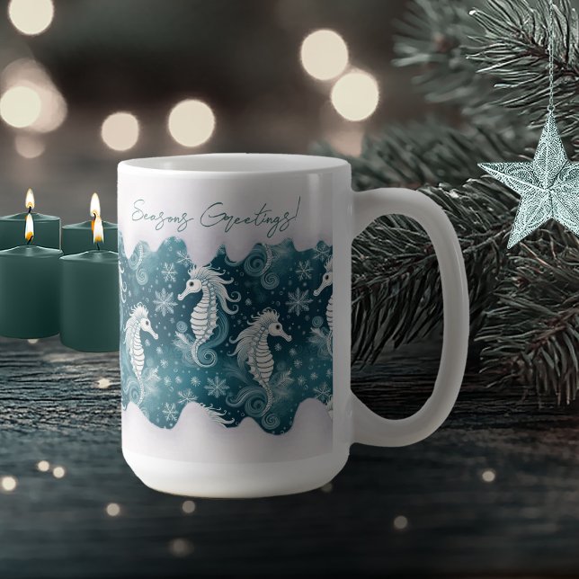 Coastal Christmas Seahorse & Snowflakes #13 ID1009 Coffee Mug (Creator Uploaded)
