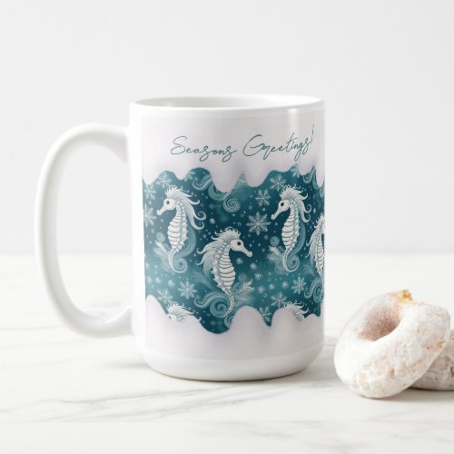 Coastal Christmas Seahorse  Snowflakes 13 ID1009 Coffee Mug