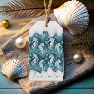 Coastal Christmas Seahorse & Snowflakes #13 ID1009
