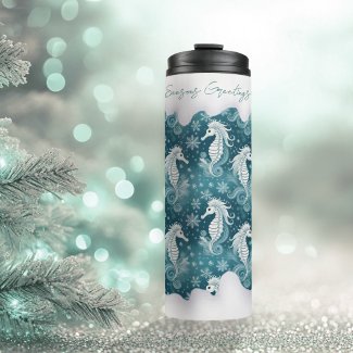 Coastal Christmas Seahorse & Snowflakes #13 ID1009