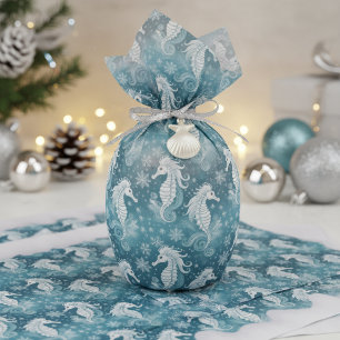 Coastal Christmas Seahorse & Snowflakes #13 ID1009 Tissue Paper