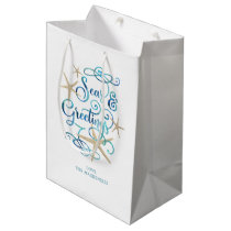 Coastal Christmas Seas and Greetings Starfish Name Medium Gift Bag