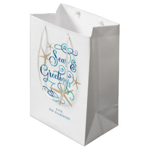 Coastal Christmas Seas and Greetings Starfish Name Medium Gift Bag