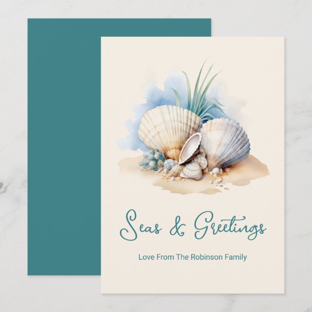 Coastal Christmas Seas & Greeting Holiday Card (Front/Back)