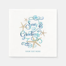 Coastal Christmas SEAS &amp; GREETINGS Personalized Napkins