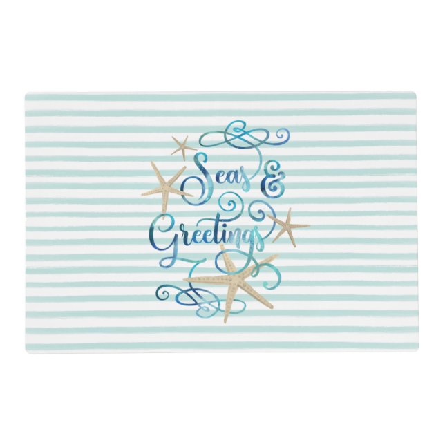 Coastal Christmas SEAS & GREETINGS Placemat (Front)