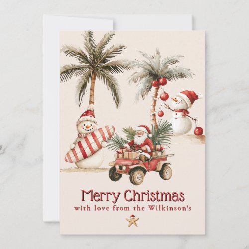 Coastal Christmas Seashell Holly Garland Photo Invitation
