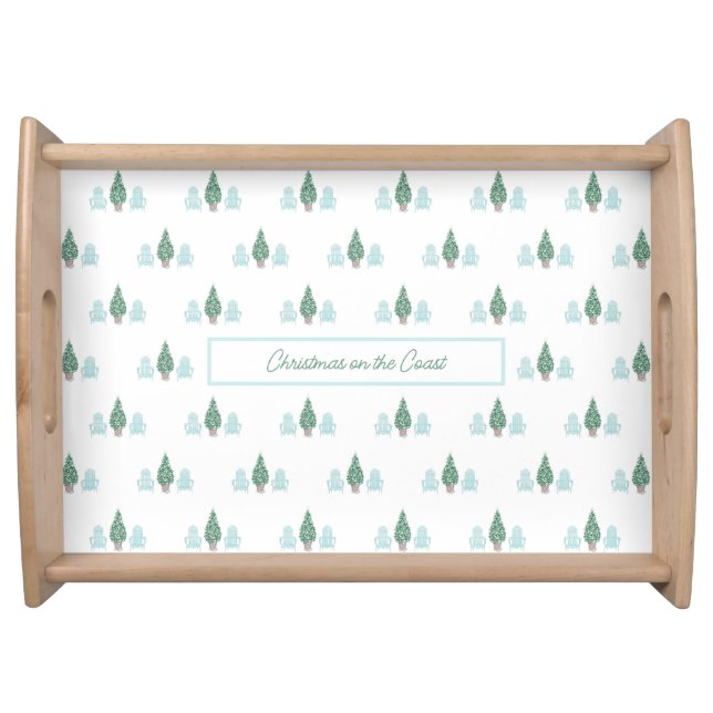 Coastal Christmas Seashell Tree Adirondack Chairs Serving Tray (Front)
