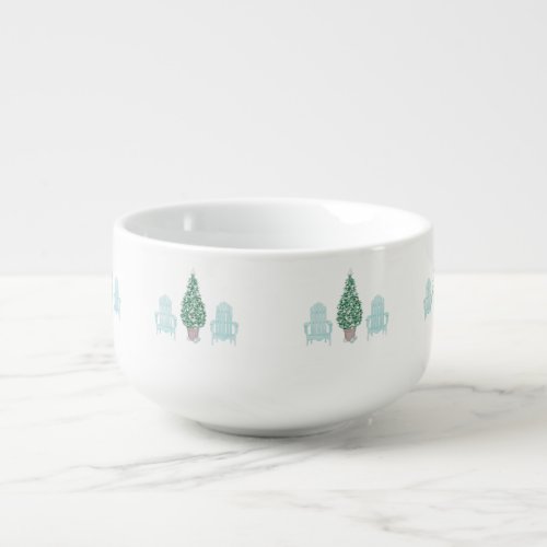 Coastal Christmas Seashell Tree Adirondack Chairs Soup Mug