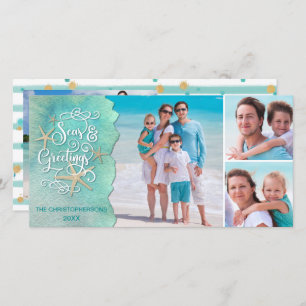 Coastal Christmas SEAsons Greetings 4 Photos Holiday Card