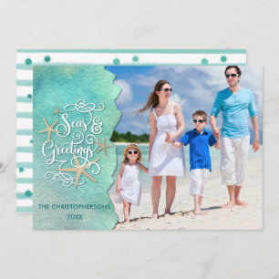 Coastal Christmas SEAsons Greetings Photo Holiday Card