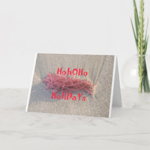 Coastal Christmas: Seaweed on Ash Gray Sand Festiv Holiday Card