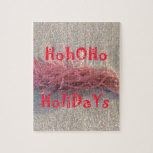 Coastal Christmas: Seaweed on Ash Gray Sand Festiv Jigsaw Puzzle