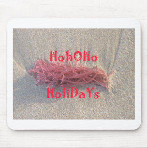 Coastal Christmas: Seaweed on Ash Gray Sand Festiv Mouse Pad