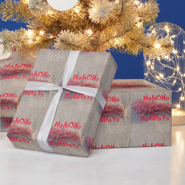 Coastal Christmas: Seaweed on Ash Gray Sand Festiv Wrapping Paper (Holidays)