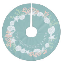 Coastal Christmas Shell Wreath Tree Skirt