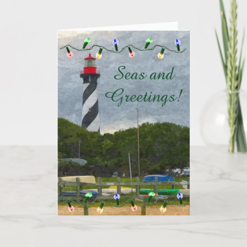 Coastal Christmas St Augustine Lighthouse Card