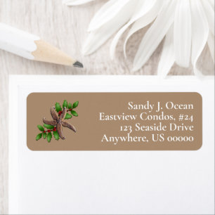 Coastal Christmas Starfish Holly Return Address Label