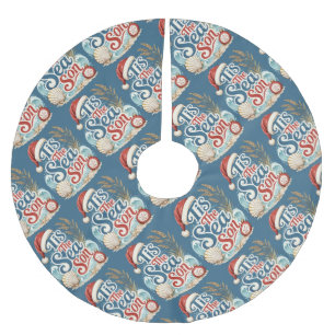 Coastal Christmas Tis Sea Son Typography Brushed Polyester Tree Skirt