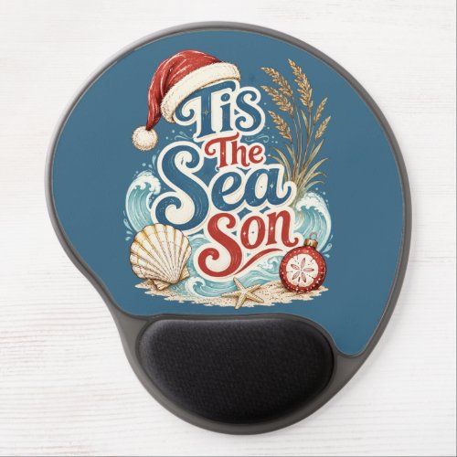 Coastal Christmas Tis Sea Son Typography Gel Mouse Pad