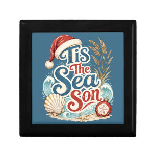 Coastal Christmas Tis Sea Son Typography Gift Box