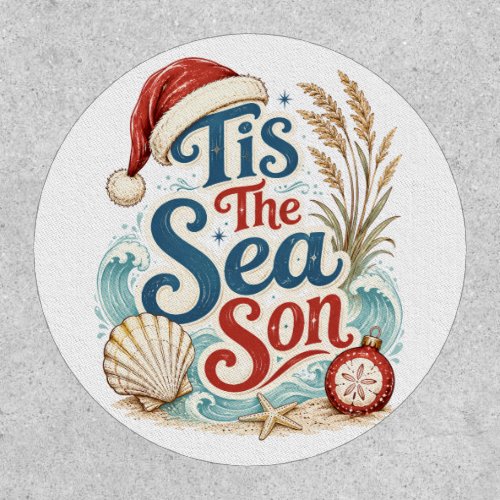 Coastal Christmas Tis Sea Son Typography Patch