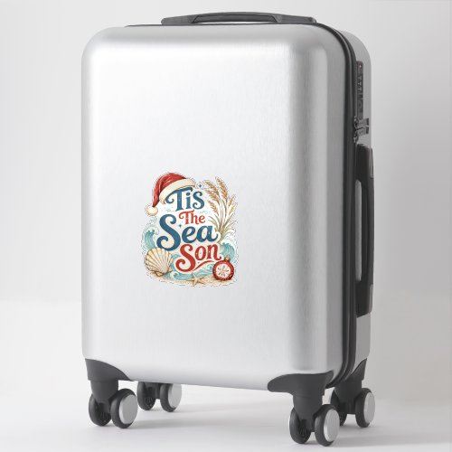 Coastal Christmas Tis Sea Son Typography Sticker