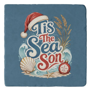 Coastal Christmas Tis Sea Son Typography Trivet