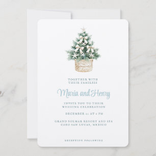 Coastal Christmas Tree Beach Wedding Invitation
