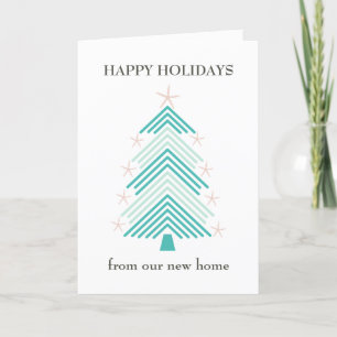 Coastal Christmas Tree New Address Greeting Card