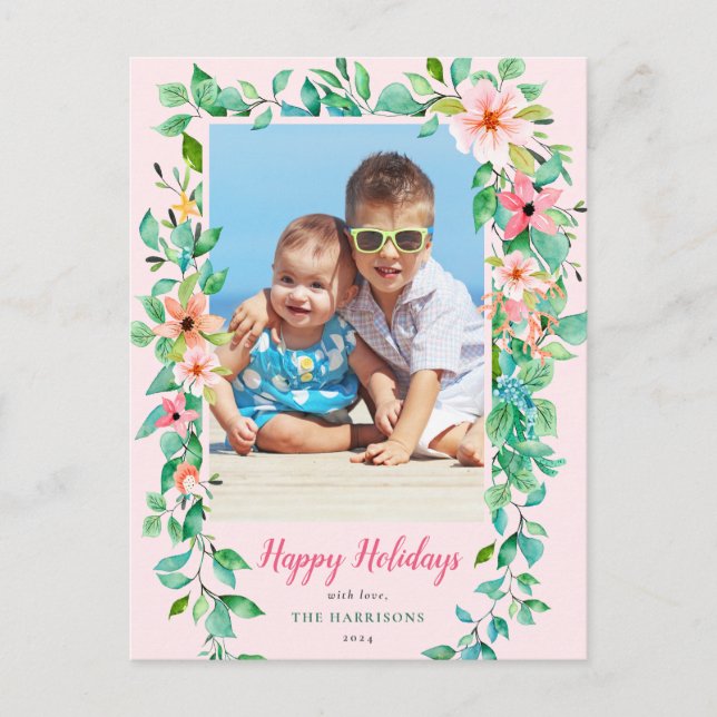 Coastal Christmas Tropical Happy Holidays Photo Postcard (Front)