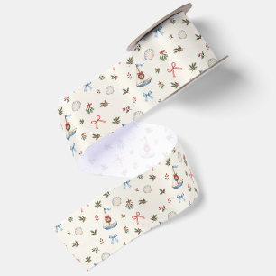   Coastal Christmas Wrapping Paper   Sailboat Bows Satin Ribbon