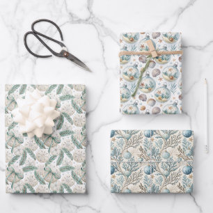 Coastal Christmas Wrapping Paper Sheets