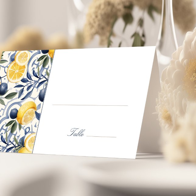 Coastal Citrus Elegance Wedding Place Card (Creator Uploaded)